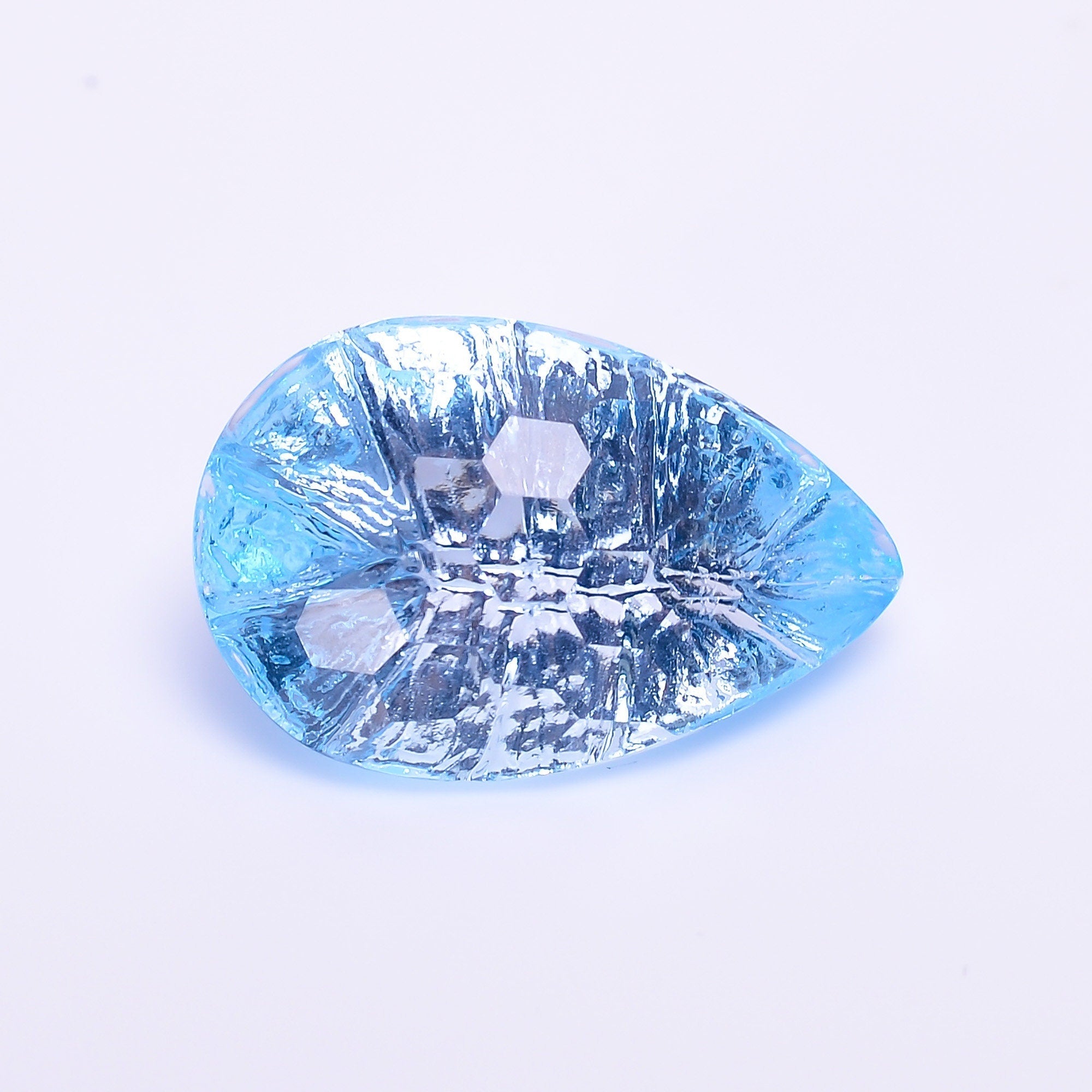 natural blue topaz pear shape fantasy cut loose gemstone